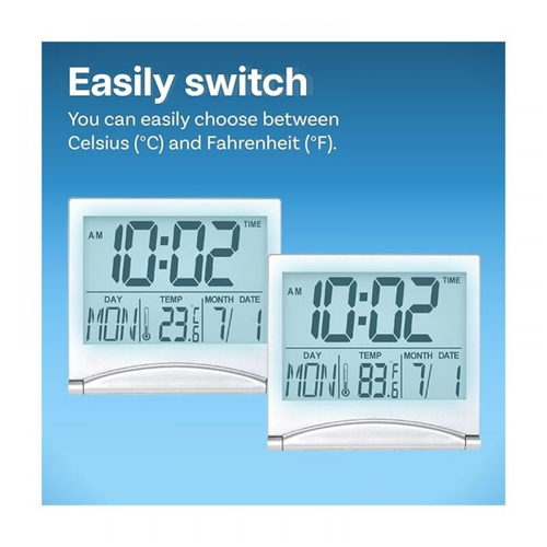 Réveil Numérique Pliable, Horloge Numérique LCD Avec Rétroéclairage – Horloge De Bureau