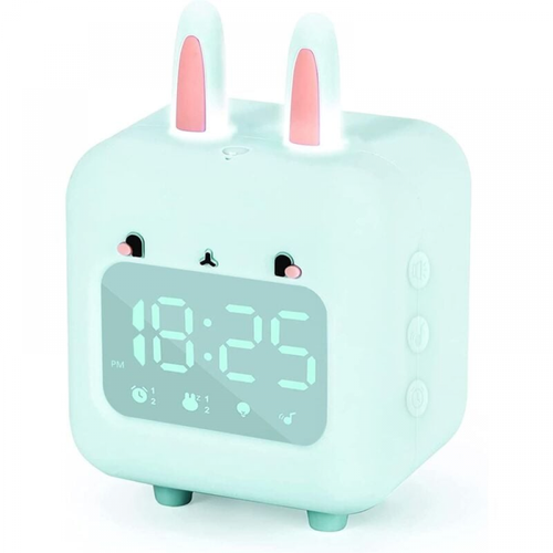 Vert Réveil Numérique Pour Enfants, Lapin Avec Veilleuse, Minuteur Et Répétition, Horloge