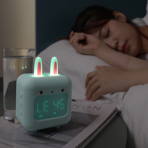 Vert Réveil Numérique Pour Enfants, Lapin Avec Veilleuse, Minuteur Et Répétition, Horloge