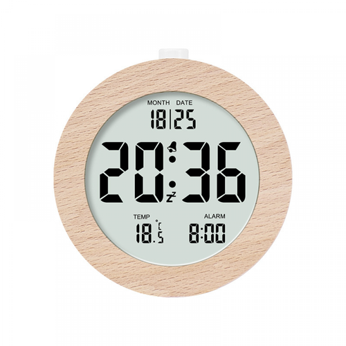 Réquive D'alarme En Bois Numérique - Grande Horloge D'affichage LED