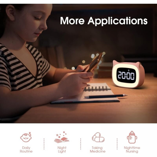 Réveil Educatif, LED Veilleuses Pendules Horloges De Chambre D'enfant Kid Sleep Jour/nuit Lumine