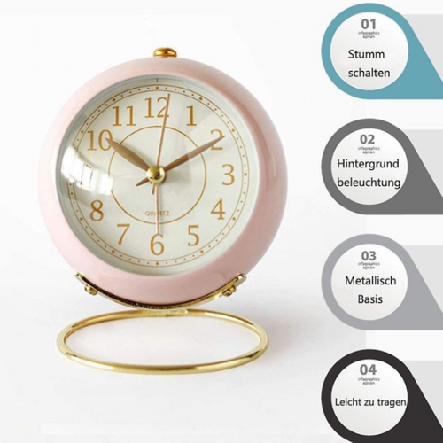 COZHYESS Réveil Analogique Bois Rétro – Horloge Table Silencieuse Boulette, Snooze + Lumière Nocturne, Cadeau Enfant Ado