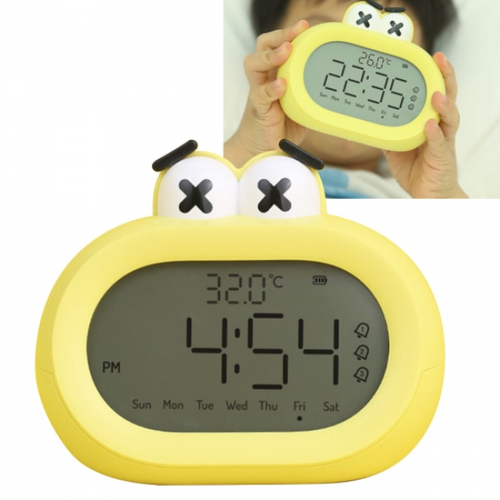 Réveil Jaune Pour Enfants, Horloge Électronique Intelligente à Piles, Dessin Animé Mignon