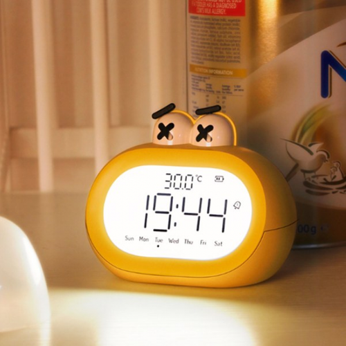 Réveil Jaune Pour Enfants, Horloge Électronique Intelligente à Piles, Dessin Animé Mignon