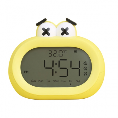 Réveil Jaune Pour Enfants, Horloge Électronique Intelligente à Piles, Dessin Animé Mignon