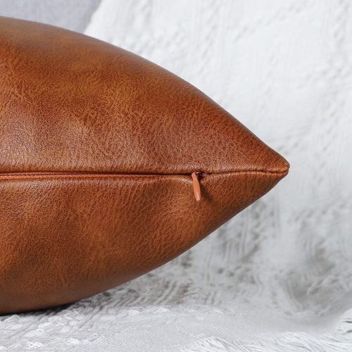 Lot De 2 30*50 Cm Housses De Coussins Luxe En Cuir Artificiel Décoration Confortable Moderne