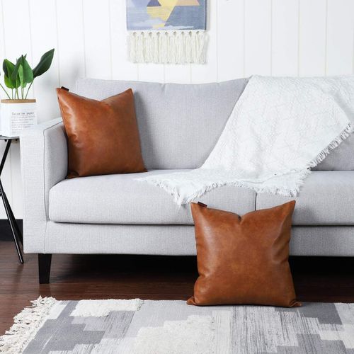 Lot De 2 30*50 Cm Housses De Coussins Luxe En Cuir Artificiel Décoration Confortable Moderne