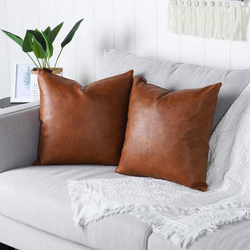 Lot De 2 30*50 Cm Housses De Coussins Luxe En Cuir Artificiel Décoration Confortable Moderne