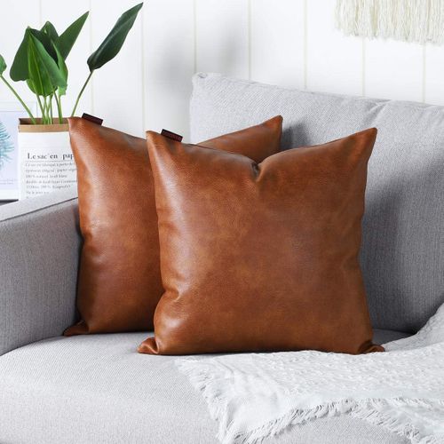Lot De 2 30*50 Cm Housses De Coussins Luxe En Cuir Artificiel Décoration Confortable Moderne