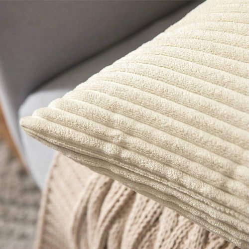 Lot De 2 Decorative Housse De Coussin ，45x45cm Beige，côtelé Canapé Taie D'oreiller