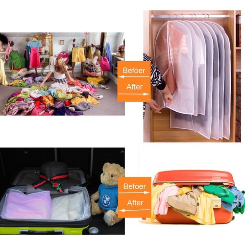 Lot De 6 Housses De Vêtements Anti-mites Avec Fermeture Éclair Pour Rangement De Garde-robe