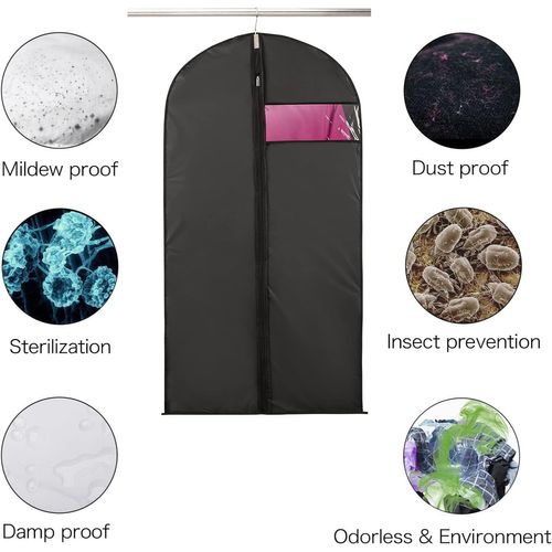 5pcs Housses Vetement Fenêtre Transparente Visible Housse Veste Costume Anti Poussière Etanche