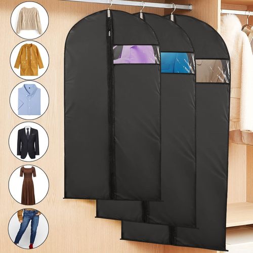5pcs Housses Vetement Fenêtre Transparente Visible Housse Veste Costume Anti Poussière Etanche