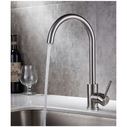 Argent Robinet D'eau Chaude Et Froide De Cuisine Robinet D'évier En Acier Inoxydable 304