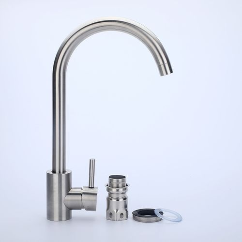 Argent Robinet D'eau Chaude Et Froide De Cuisine Robinet D'évier En Acier Inoxydable 304