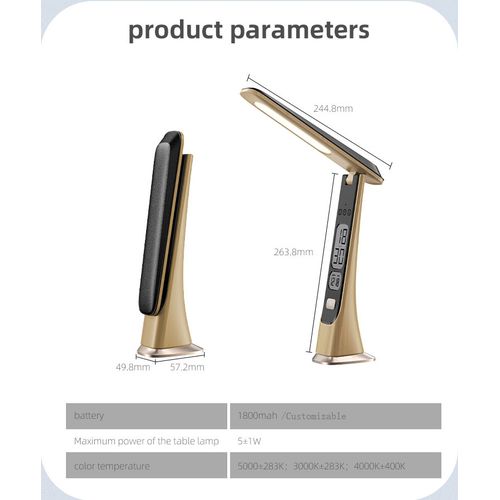 Lampe De Bureau LED Rechargeable, Lampe De Bureau Tactile à Intensité Variable