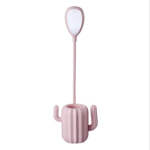 Lampe De Table Cactus Avec Porte-stylo, Commande Tactile, Rose