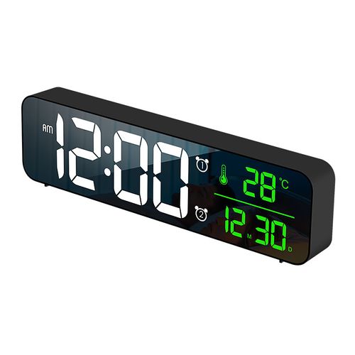 Réveil numérique noir, horloge murale de réveil numérique à LED