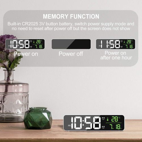 Réveil numérique noir, horloge murale de réveil numérique à LED