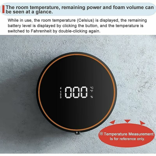 Distributeur Automatique De Savon Mousse Mural Noir 300 Ml Rechargeable