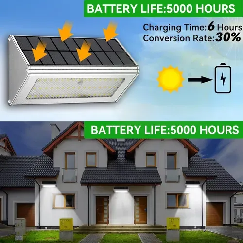 Lampe Solaire Extérieure 48led 4500mah, Coque En Alliage D'aluminium, Étanche Ip65