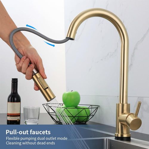 Robinet De Cuisine Avec Pulvérisateur Extractible, Robinet De Bar à Trou Unique En Acier Inoxyd