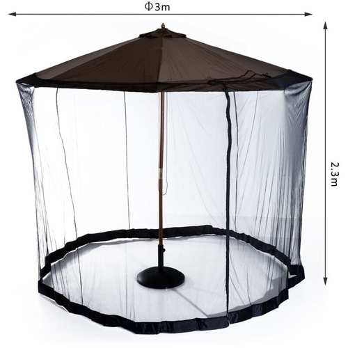Moustiquaire cylindrique pour parasol 3 m diamètre avec fermeture éclair et lestage noir OUTSUNNY