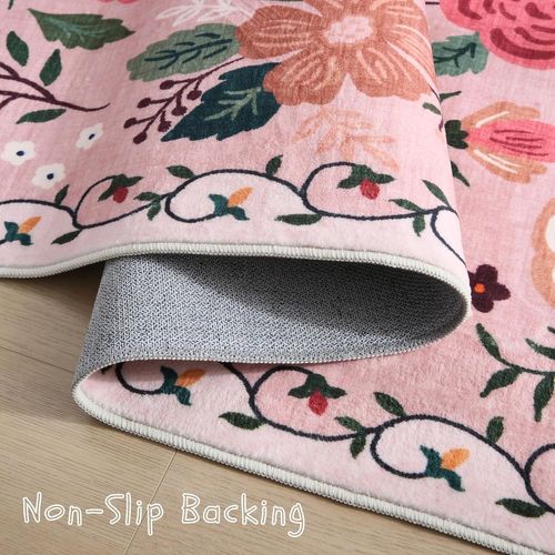 Tapis Antidérapant, Idéal Pour Chambre à Coucher, 60×90cm, Rose