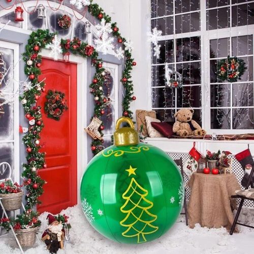 Boule De Noël Gonflable Géante 23.6 Pouces PVC - Déco Extérieur/Intérieur Avec Motif Flocon De Neige - 3