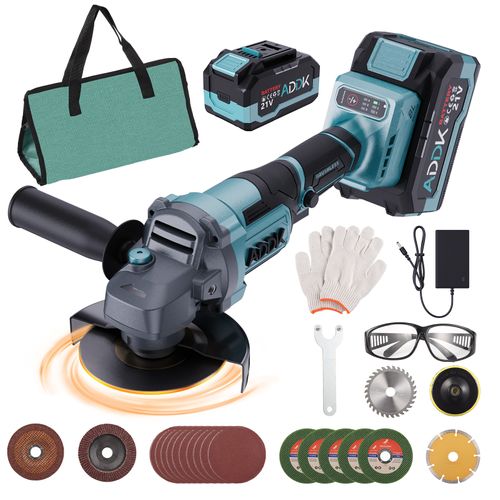Meuleuse D'angle Sans Fil 125mm 21V Yofidra - 2 Batteries 3.0Ah, 3 Disques - Moteur Sans Balais, 3 Vitesses - 3