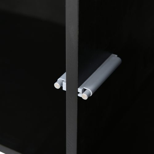 Meuble TV Moderne Avec Lumières LED Variables, 3 Portes Et Étagères En Verre – Noir