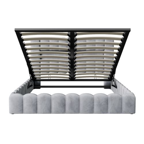 Micadoni - Lit Coffre En Avec Tête De Lit Double 180x200cm Velours Beige Clair Mamaia