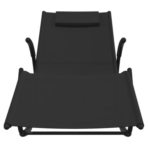 Chaise Longue 2en1 Inclinable Avec Bascule - Transat Jardin, Camping, Terrasse, Capacité 120 Kg, Tissu Textilène