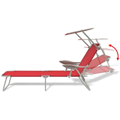 Transat, Chaise Longue Avec Auvent, Bain De Soleil Acier Rouge