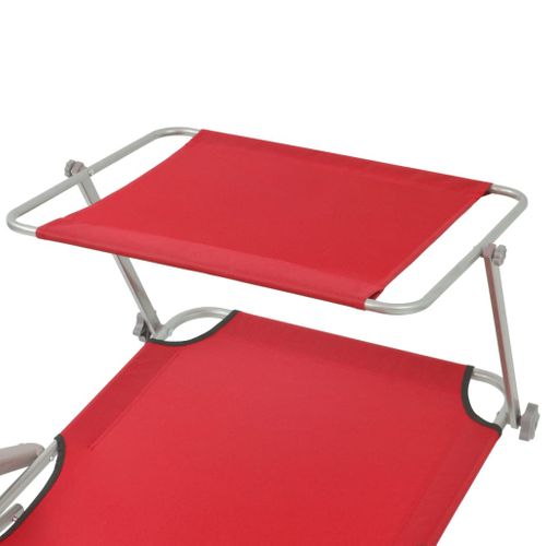 Transat, Chaise Longue Avec Auvent, Bain De Soleil Acier Rouge