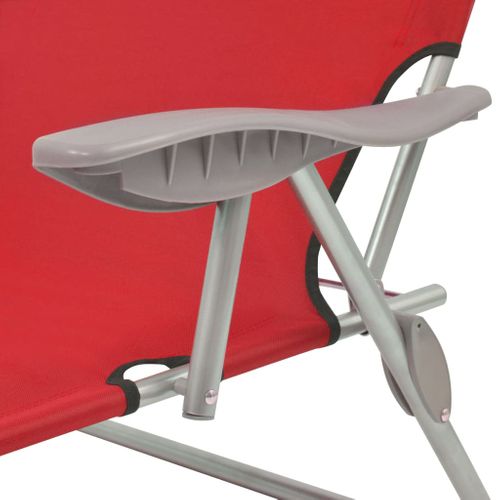 Transat, Chaise Longue Avec Auvent, Bain De Soleil Acier Rouge