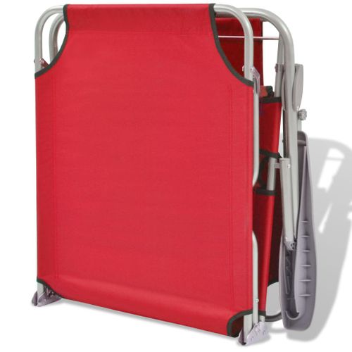 Transat, Chaise Longue Avec Auvent, Bain De Soleil Acier Rouge