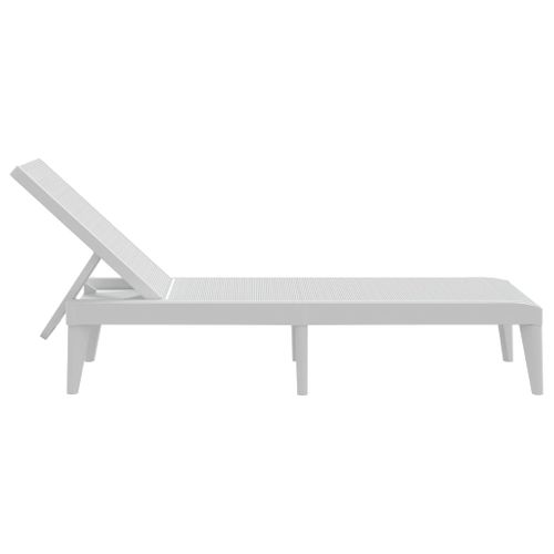 Chaise Longue - Transat - Bain De Soleil Blanc 186x60x29 Cm Pp