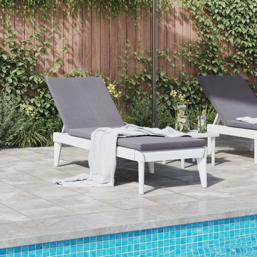 Chaise Longue - Transat - Bain De Soleil Blanc 186x60x29 Cm Pp