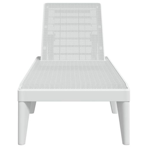 Chaise Longue - Transat - Bain De Soleil Blanc 186x60x29 Cm Pp