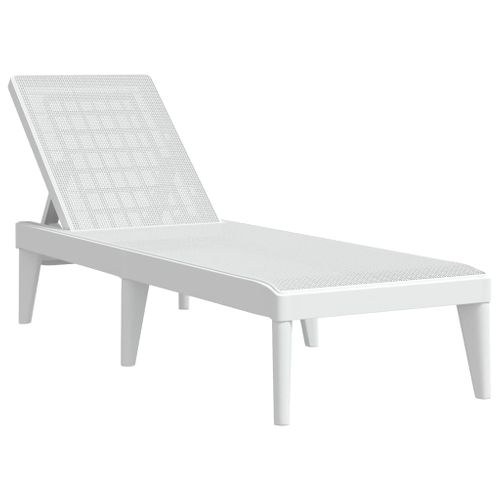 Chaise Longue - Transat - Bain De Soleil Blanc 186x60x29 Cm Pp