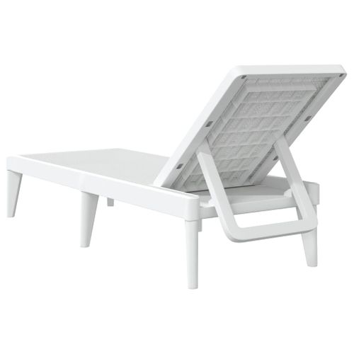 Chaise Longue - Transat - Bain De Soleil Blanc 186x60x29 Cm Pp