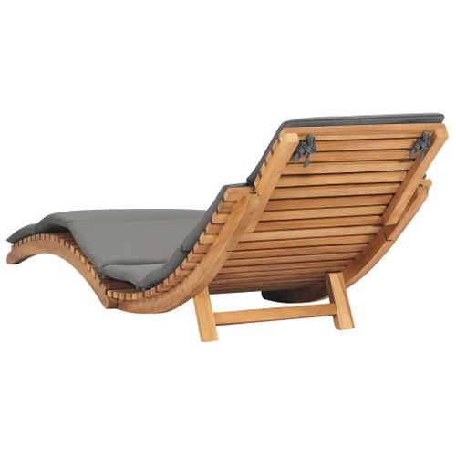 Transat - Bain De Soleil Pliable Avec Coussin Gris Foncé Bois De Teck
