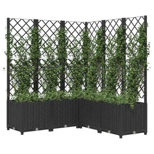 Jardinière Avec Treillis - Bac à Fleurs - Pot De Fleurs Noir 120x120x136 Cm Pp