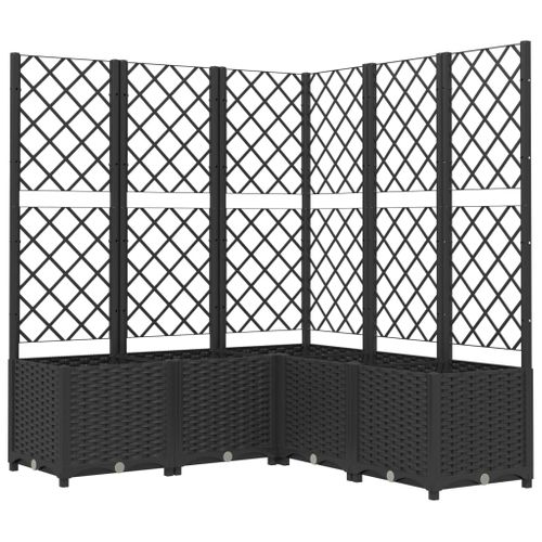 Jardinière Avec Treillis - Bac à Fleurs - Pot De Fleurs Noir 120x120x136 Cm Pp