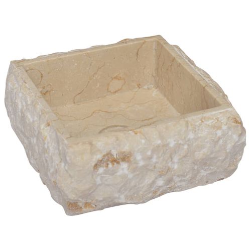 Lavabo - Vasque à Poser Pour Salle De Bain Crème 30x30x13 Cm Marbre