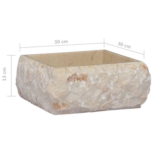 Lavabo - Vasque à Poser Pour Salle De Bain Crème 30x30x13 Cm Marbre