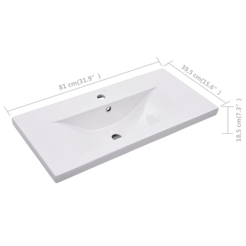 Lavabo - Vasque Encastré Pour Salle De Bain 81 X 39,5 X 18,5 Cm Céramique Blanc