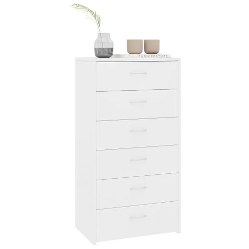 Chiffonnier Avec 6 Tiroirs Blanc 50x34x96 Cm Bois D'ingénierie