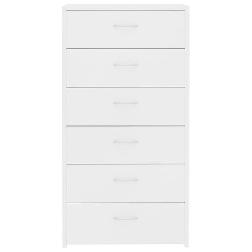 Chiffonnier Avec 6 Tiroirs Blanc 50x34x96 Cm Bois D'ingénierie
